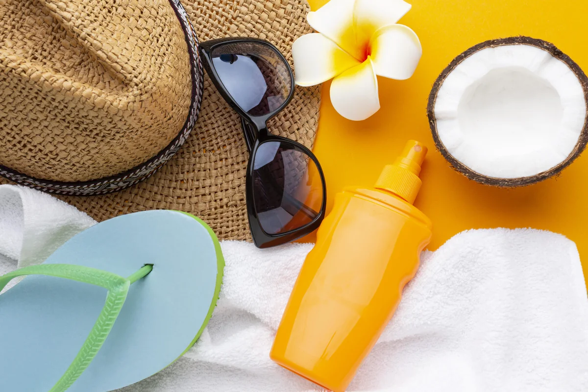 Figure 1: High UV index environments require layered photoprotection including shade, hats, and broad-spectrum sunscreen.